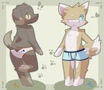  &#20037;&#30041;&#37324;&#12356;&#12383;&#12385; ?????? anthro blue_eyes blush canine cub dog duo looking_at_viewer looking_back male mammal one_eye_closed pose solo standing topless underwear wink yellow_eyes young 
