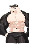  2018 abs anthro biceps clothed clothing feline fur kemono male mammal muscular muscular_male nipples pantherine pecs simple_background solo syukapong tiger white_fur 