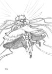  cape closed_eyes comic greyscale hug kaname_madoka kurakumo_nue long_hair magical_girl mahou_shoujo_madoka_magica miki_sayaka monochrome multiple_girls short_hair spoilers two_side_up ultimate_madoka wings 