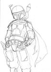  belt black_and_white boba_fett gun helmet monochrome natsumemetalsonic not_furry ranged_weapon sketch star_wars weapon 