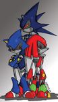  black_sclera blue blue_body claws crossed_arms group machine mecha_sonic mechanical metal_knuckles metal_sonic natsumemetalsonic red red_body red_eyes robot sega sonic_(series) 