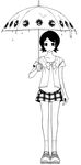  black_hair full_body greyscale hitou_nami kumeta_kouji monochrome official_art plaid puffy_shorts sayonara_zetsubou_sensei shoes shorts simple_background sneakers socks solo umbrella 