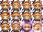  &gt;_&lt; :d anger_vein bad_id bad_pixiv_id bandages banned_artist blonde_hair blue_eyes blush bow bowtie closed_eyes expressions fang gen_1_pokemon hair_ribbon happy heavy_breathing kisaragi_zwei koffing medicine_melancholy multiple_girls o_o odd_one_out open_mouth parody pokemon pokemon_(creature) ribbon smile style_parody su-san sweatdrop tears touhou translated xd 