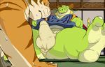  balls biceps bottomless bulge chinese_dragon chubby clothed clothing confused dragon erection eto1212 feline fundoshi fur gay green_body green_dragon grin hindpaw male mammal muscles paws penis precum presenting sweat tiger underwear underwearvpl 