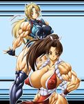  breasts erect_nipples extreme_muscles fatal_fury highres huge_breasts huge_nipples king_of_fighters muscle muscular_female nipples purukogi purukogi_(plasma_beach) shiranui_mai snk 