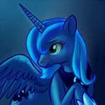  alicorn blue_hair blue_theme cool_colors cute cutie_mark equine female feral friendship_is_magic gradient_background hair hasbro horn horse long_hair mammal my_little_pony pegacorn pony princess_luna_(mlp) smile solo winged_unicorn wings 