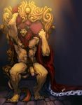  feline lion muscles nude penis throne 
