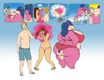  beach big_breasts bikini blue_hair breasts chubby clothed clothing female gas gillpanda hair hippo huge_breasts jumping kissing male nipples overweight pink pink_body seaside skimpy swimsuit tight_clothing water 