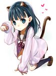  all_fours animal_ears bad_id bad_pixiv_id blue_eyes blue_hair blush cat_ears cat_tail heart light_smile paw_pose sakurada_maon school_uniform serafuku solo tail tamayura umeboshitora 