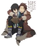  alvin_(tales) bad_id bad_pixiv_id black_hair book boots brown_hair gloves jude_mathis knee_boots male_focus multiple_boys smile tales_of_(series) tales_of_xillia translated white_background yunaka 