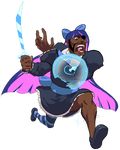  cosplay dark_skin eyepatch highres panty_&amp;_stocking_with_garterbelt shield single_thighhigh stocking_(psg) striped striped_legwear striped_thighhigh sword team_fortress_2 the_demoman thighhighs weapon yell 