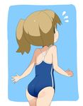  ass blush brown_eyes brown_hair child elsie_quin heart long_hair looking_back noora_to_koku_no_koubou one-piece_swimsuit open_mouth school_swimsuit solo swimsuit tamakorogashi twintails wink 