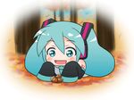  :d ^_^ acorn animated animated_gif aqua_eyes aqua_hair chibi closed_eyes detached_sleeves happy hatsune_miku lying mameshiba musical_note open_mouth smile solo twintails vocaloid 