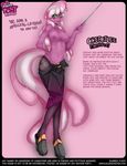  anthro anthrofied blush breasts cheerilee_(mlp) clothed clothing description equine female friendship_is_magic green_eyes half-dressed heels high_heels horse legwear mammal my_little_pony navel nipples open_mouth pantyhose pointer skirt slugbox smile solo stockings teeth text tongue topless 