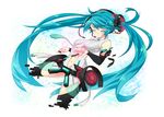  blue_hair closed_eyes digital_dissolve hatsune_miku hatsune_miku_(append) kirisaki long_hair md5_mismatch navel solo twintails vocaloid vocaloid_append 