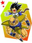  armor bad_id bad_pixiv_id bald black_hair boots clenched_teeth dragon_ball dragon_ball_z gloves monkey_tail multiple_boys muscle nappa open_mouth scouter shinomiya_akino spiked_hair tail teeth vegeta widow's_peak 