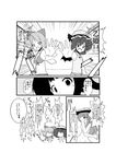  bat_wings bow cirno cirno-nee comic cosplay covering covering_breasts covering_face fairy_wings food fruit greyscale hair_bow hand_over_face hat highres hinanawi_tenshi houraisan_kaguya jojo_no_kimyou_na_bouken long_hair mikazuki_neko monochrome multiple_girls nude open_mouth out-of-frame_censoring outstretched_arm outstretched_hand parody peach pose remilia_scarlet short_hair swimsuit touhou translated wings 
