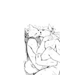  against_wall anal anal_penetration bandage bandanna black_and_white canine couple fox gay kissing male mammal monochrome nude penetration plain_background scarf sex stand_and_carry_position standing white_background 