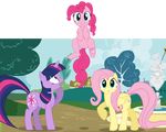  breaking_the_fourth_wall clk300 cutie_mark equine female feral fluttershy_(mlp) friendship_is_magic hair hi_res horn horse long_hair mammal multi-colored_hair my_little_pony pegasus pink_hair pinkie_pie_(mlp) pony purple_hair short_hair twilight_sparkle_(mlp) unicorn wings zev 