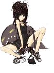  akg bare_shoulders black_hair blue_eyes camisole converse creature darkness flat_chest headphones highres k702 long_hair monster no_socks original panties_(pantsu-pirate) shoes sitting sneakers solo spread_legs yami_shoujo 