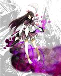  :3 akemi_homura bad_id bad_pixiv_id bare_legs barefoot black_hair creature dress full_body gun hairband handgun hekia kyubey long_hair mahou_shoujo_madoka_magica pistol purple_eyes weapon 