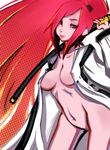  areola_slip areolae baiken bottomless breasts guilty_gear hair_over_one_eye japanese_clothes katana kimono large_breasts lips long_hair navel no_bra open_clothes open_kimono ponytail purple_eyes red_hair scabbard sheath sho-n-d solo sword very_long_hair weapon 