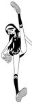  black_hair blush cheerleader embarrassed eyebrows full_body greyscale hairband high_kick kicking kitsu_chiri kumeta_kouji long_hair monochrome official_art panties pom_poms sayonara_zetsubou_sensei shoes simple_background sneakers solo tube_socks underwear 