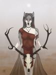  blood canine female horn looking_at_viewer mammal natalie_de_corsair notched_ear red_eyes skull solo wolf 