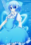  alternate_color alternate_element bad_id bad_pixiv_id blue blue_dress blue_eyes blue_hair blush bow cirno dress ebiebiebio fairy hair_bow hair_ribbon jellyfish mizu_cirno ribbon short_hair solo touhou underwater 