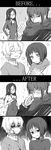  2girls blush comic english flower greyscale inukashi kl monochrome multiple_boys multiple_girls nezumi_(no.6) no.6 safu scarf shion_(no.6) short_ponytail 