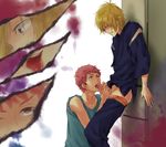  2boys ao_no_exorcist brothers character_request eye_contact fellatio incest looking_at_another male male_focus multiple_boys oral pink_hair shima_kinzou shima_renzou siblings yaoi 