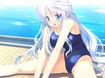  blue_eyes game_cg long_hair nimura_yuushi oni_gokko saionji_otome school_swimsuit swimsuit white_hair 