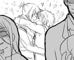  3boys blush greyscale hug inukashi kl monochrome multiple_boys nezumi_(no.6) no.6 rikiga shion_(no.6) short_ponytail smile yaoi 