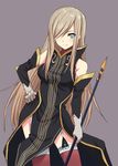  dress garter_belt gloves grey_background hair_over_one_eye hyakuen_raitaa solo tabard tales_of_(series) tales_of_the_abyss tear_grants thighhighs zettai_ryouiki 