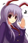  animal_ears blazer bunny_ears jacket kurowana necktie purple_hair red_eyes reisen_udongein_inaba solo touhou 