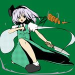  bad_id bad_pixiv_id blue_eyes carrot ebiebiebio hair_ribbon knife konpaku_youmu konpaku_youmu_(ghost) ribbon silver_hair solo touhou 