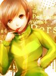  bad_id bad_pixiv_id brown_eyes brown_hair persona persona_4 satonaka_chie short_hair slee solo 