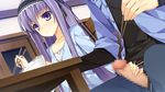  censored game_cg koikishi_purely_kiss penis purple_eyes purple_hair tagme_(character) yuuki_hagure 