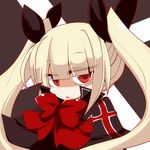  blazblue blonde_hair bow hair_ribbon long_hair rachel_alucard red_bow red_eyes ribbon shirogane_(platinum) solo twintails 