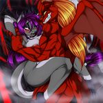  amber_eyes arms_behind_head blonde_hair blush breasts butt claws crystal-for-ever deezmo deezmo_(character) dragon duo female fur grey grey_body grin hair hindpaw horn kohl lips long_hair male markings muscles nipples nude open_mouth paws purple purple_hair red red_body reptile scalie sex spikes spread_legs spreading straight tail tail_tuft teeth thighs tongue tuft volcano vulcano wings 