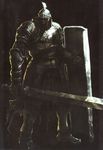  armor berenike_knight dark_souls helmet highres male_focus official_art scan shield solo souls_(from_software) sword weapon 
