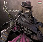  agasang bow brown_hair dress frills gathers gloves gun hair_bow hat long_hair original personification red_eyes solo weapon 