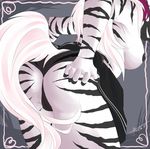  abstract_background amythezebra anthro bent_over breasts butt camel_toe close-up equine female hair looking_back mammal markings mirotic nipples pussy side_boob skirt skirt_lift solo stripes translucent underwear white_hair zebra 