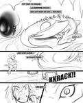  armor claws comic dragon english_text horn human magic mammal monochrome raus_(recklessarts) recklessarts rika_(recklessarts) scalie sleeping sword tail text weapon wings 