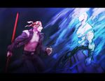  billy_kane blonde_hair geese_howard japanese_clothes king_of_fighters kof male male_focus snk 