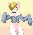  blonde_hair bottomless clothed clothing collar cute encom hair half-dressed male mammal mouse penis red_eyes rodent solo 