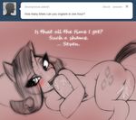  blush cum cutie_mark dialog dialogue equine female feral friendship_is_magic horn jrvanesbroek mammal masturbation my_little_pony orgasm rarity_(mlp) scar solo text tumblr unicorn unknown_artist 