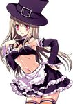  bad_id bad_pixiv_id blonde_hair blush bow bowtie bra capcom_fighting_jam collar detached_sleeves hand_on_hip hat ingrid lingerie long_hair maid midnight_bliss midriff navel open_mouth red_eyes solo top_hat underwear yukiwo 