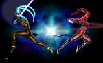  3d aalaya_secura action_pose big_breasts blue_skin boots breasts bustier clothing darth_talon darthhell female fight jedi legs lightsaber red_skin sith sith_lord star_wars sword tattoo twi&#039;lek twi'lek weapon 