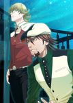  bad_id bad_pixiv_id barnaby_brooks_jr belt blonde_hair brown_eyes brown_hair cabbie_hat facial_hair glasses green_eyes hat ichigou_(11_go) jacket jewelry kaburagi_t_kotetsu male_focus multiple_boys necklace necktie red_jacket star stubble studded_belt tiger_&amp;_bunny vest waistcoat yellow_eyes 